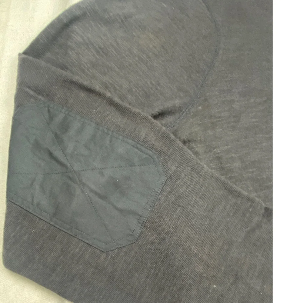 Banana Republic Mens XL Gray Slub Cotton Henley Elbow Patch Shirt